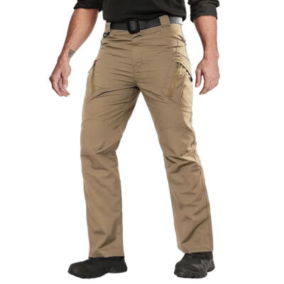 TACVASEN Men’s Trousers Spring Checked Pants Tactical Breathable Quick Dry Trousers Hiking Cargo Zipper Pockets For Men