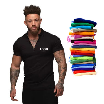 OEM Custom 3D Embroidery Logo Pattern Compressed Styling Breathable Sweat-wiking Men’s Polo T- For Boy Daily Casual Wear