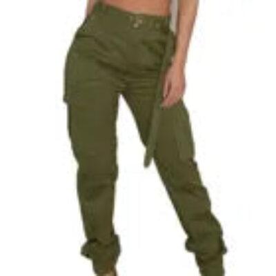 Women’s Gothic Cargo Pants Casual Pants Ladies High Waist Long Trousers