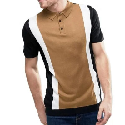 Men’s Three tone paneled polo shirts Custom made Tri color Patterned Fancy polo men